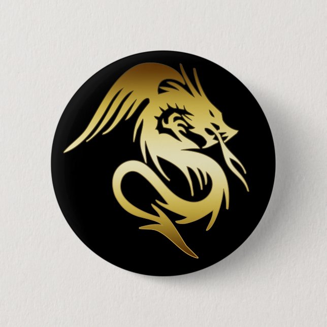 BÓTON REDONDO 5.08CM DRAGÃO DOURADO (Frente)