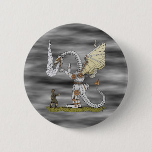 Bóton Redondo 5.08cm Dragão Mecânico