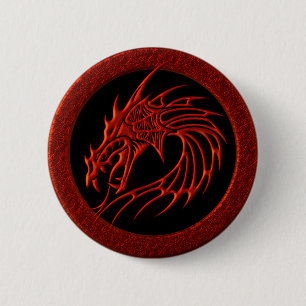 BÓTON REDONDO 5.08CM DRAGÃO TRIBAL VERMELHO