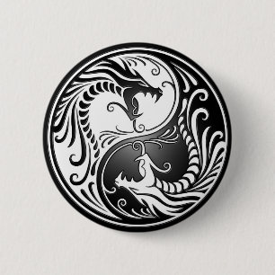 Bóton Redondo 5.08cm Dragões de Yin Yang