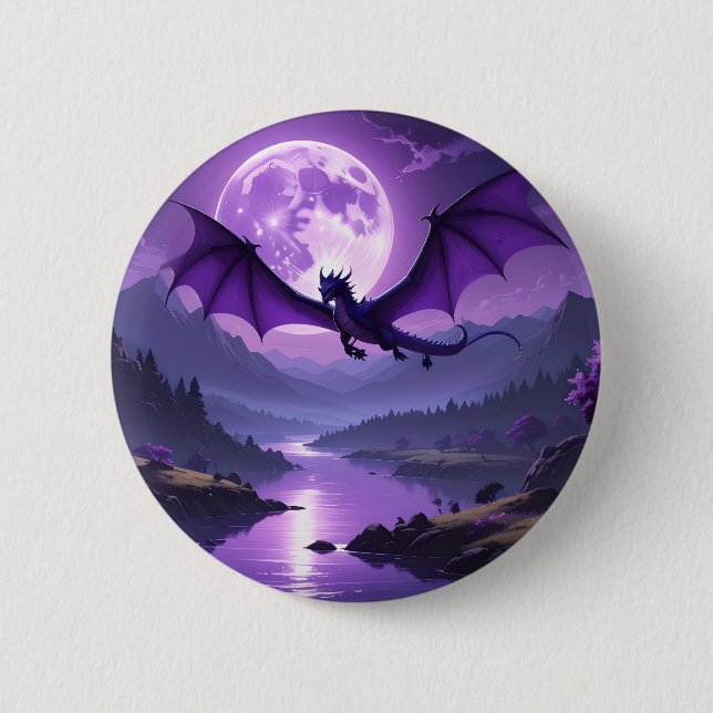 Bóton Redondo 5.08cm Dragon’s Night – Purple Fantasy Desk Mat 🌙🐉 (Frente)