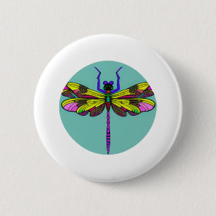 Bóton Redondo 5.08cm Dragonfly Belo, colorido e ornamentado