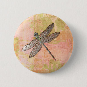 Bóton Redondo 5.08cm Dragonfly de Impressões Rosa