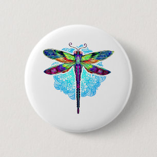 Bóton Redondo 5.08cm Dragonfly Magia Colorida Mandala