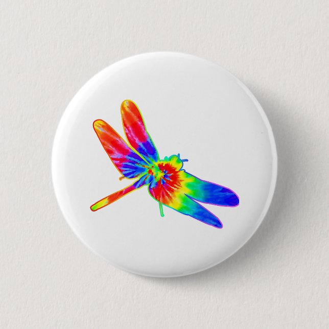 Bóton Redondo 5.08cm Dragonfly Tie Dye Rainbow (Frente)