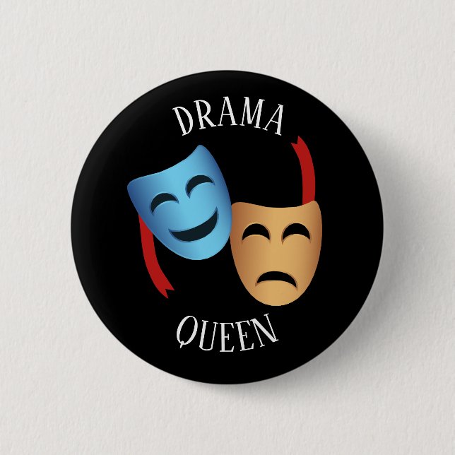 Bóton Redondo 5.08cm 'Drama Queen' Theater Masks Emoji Theater Lover's (Frente)