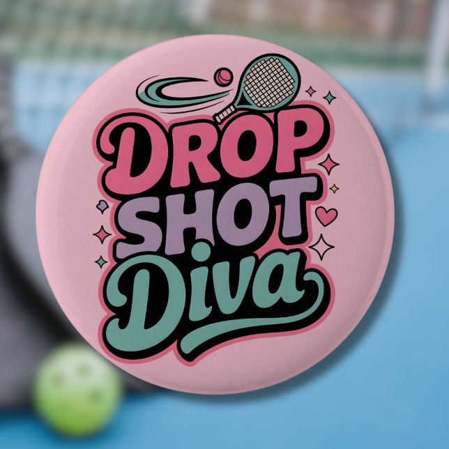 Bóton Redondo 5.08cm Drop Shot Diva – Fierce Pickleball Player (Criador carregado)