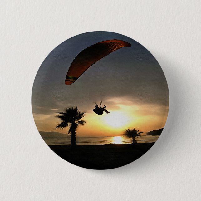 Bóton Redondo 5.08cm Dropzone Em Dusk Adventure Paraglider Art (Frente)