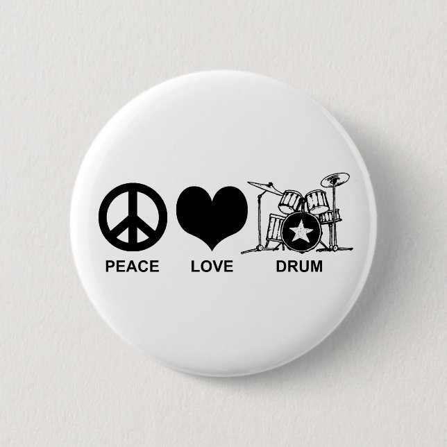 Bóton Redondo 5.08cm Drum de Amor de Paz (Frente)