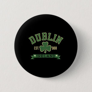 Bóton Redondo 5.08cm Dublin Irlanda Folha de Trevo Shamrock Dia de São