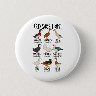 Bóton Redondo 5.08cm Duck Tipos Christian Deus Diz Que Sou Bíblia Verda