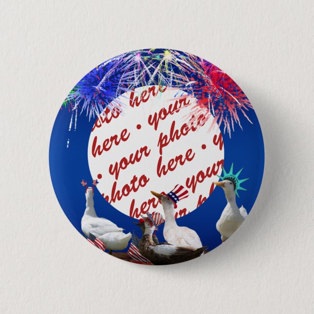 Bóton Redondo 5.08cm Ducky Celebration para o Quadro de 4 de julho (Frente)