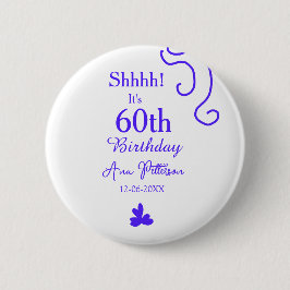 Bóton Redondo 5.08cm É 60º aniversário adicionar nome roxo espanhol r