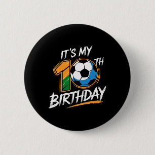 Bóton Redondo 5.08cm É a minha festa de aniversário de 10 anos Futebol