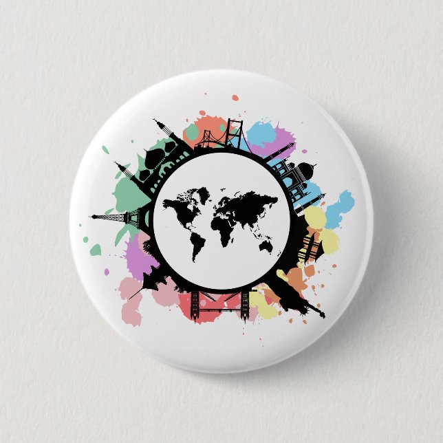 Bóton Redondo 5.08cm É hora de viagem (Frente)