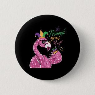 Bóton Redondo 5.08cm É Mardi Gras Yall Shenanigan Beans Flamingo