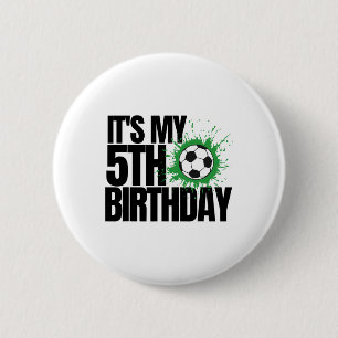 Bóton Redondo 5.08cm É Meu 5º Aniversário Jogador de Futebol 5º Anivers