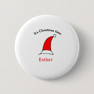 Bóton Redondo 5.08cm É Natal Papais noeis vermelho esse nome é simples