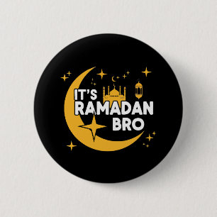 Bóton Redondo 5.08cm É Ramadan, irmão. Feliz jejum. Crescente Islâmico