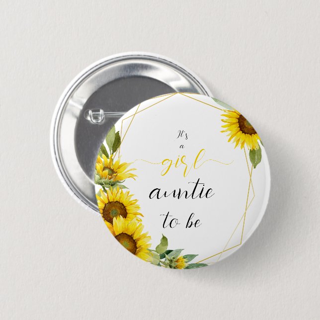 Bóton Redondo 5.08cm É uma garota! Aquarela Dourada (Frente & Verso)