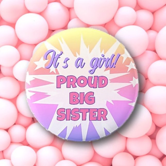 Bóton Redondo 5.08cm É uma garota! Botão Grande Irmã Orgulhosa (Criador carregado)