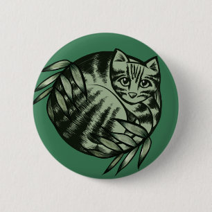 Bóton Redondo 5.08cm Earth Nature Tiger Strike Tabby Cat Art