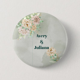 Bóton Redondo 5.08cm Earthy Shades Flowers Boho Elegant Sage Green