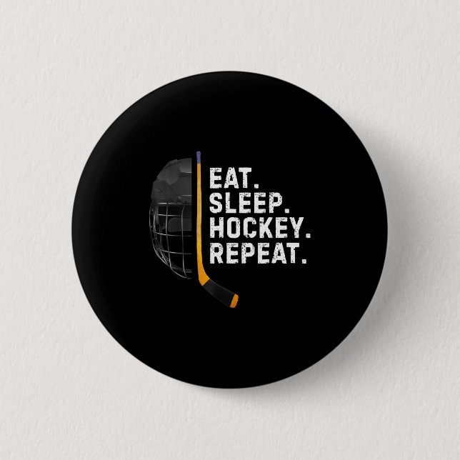 Bóton Redondo 5.08cm Eat Sleep Hockey Repea Funny Cool Hockey Player  (Frente)