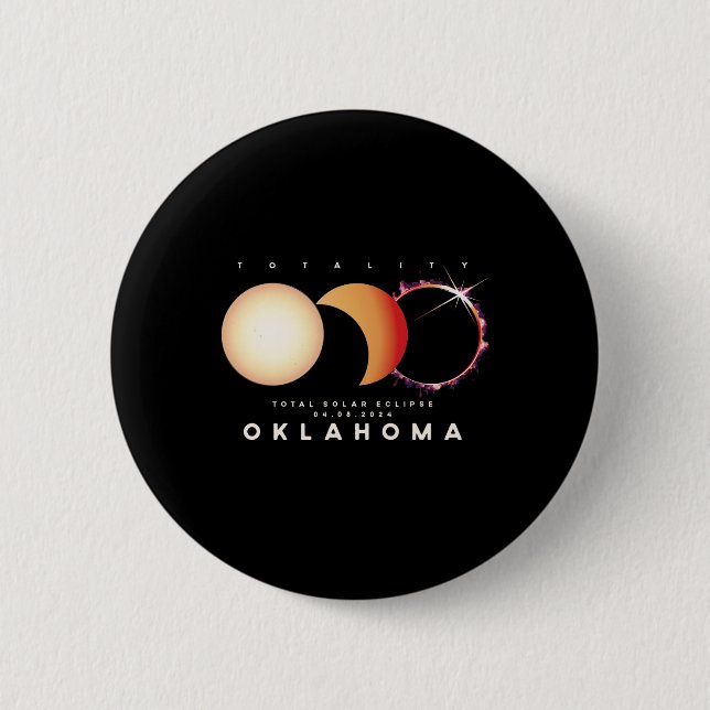 Bóton Redondo 5.08cm Eclipse 2024 Oklahoma Total Grap Astronomy (Frente)