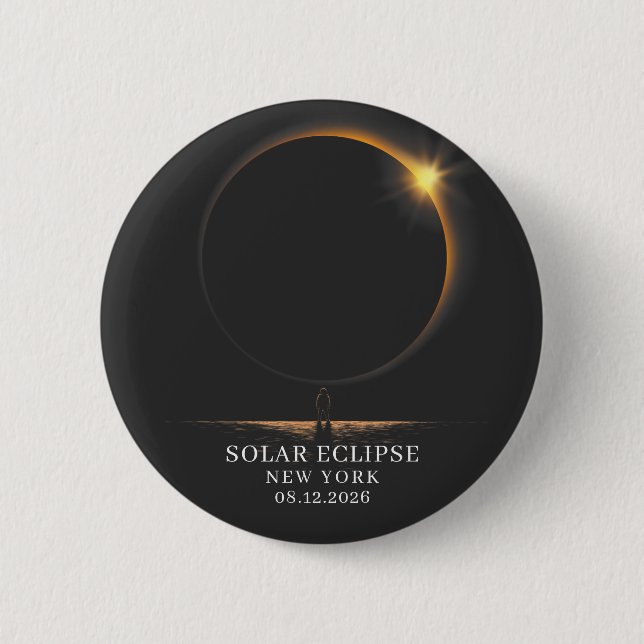 Bóton Redondo 5.08cm Eclipse Solar 2026 Astronomia Celeste (Frente)