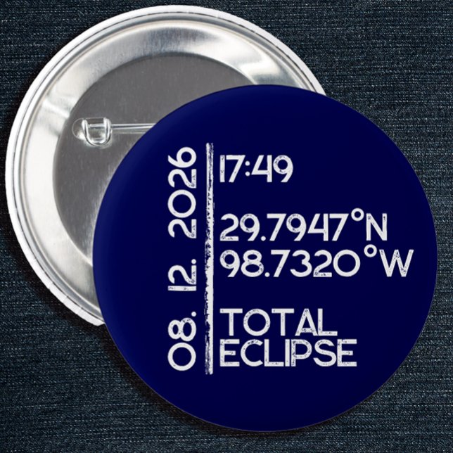 Bóton Redondo 5.08cm Eclipse Solar Personalizado 2026 (Solar Eclipse Keepsake Pin)