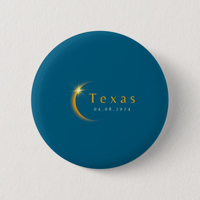 Bóton Redondo 5.08cm Eclipse Solar Total 2024 Estado Texas 8 de abril d (Frente)