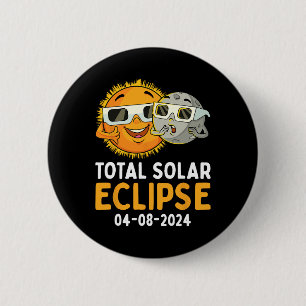 Bóton Redondo 5.08cm Eclipse Solar Total 2024 Óculos Diversão Sun Moon
