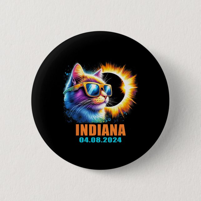 Bóton Redondo 5.08cm Eclipse Solar Total de Indiana 2024 (Frente)