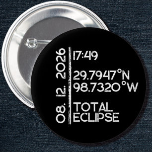 Bóton Redondo 5.08cm Eclipse Solar Total Preta Personalizada 2026