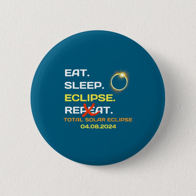 Bóton Redondo 5.08cm Eclipse Total Solar Divertida América Totalidade (Frente)