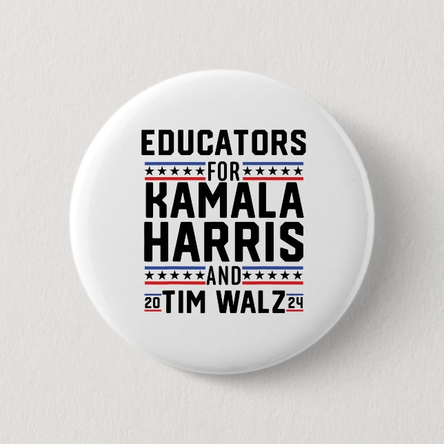Bóton Redondo 5.08cm Educadores Para Kamala Harris E Tim Wheimer 2024 (Frente)