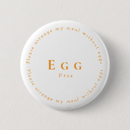 Bóton Redondo 5.08cm Egg-Free Request Badge, White - Orange