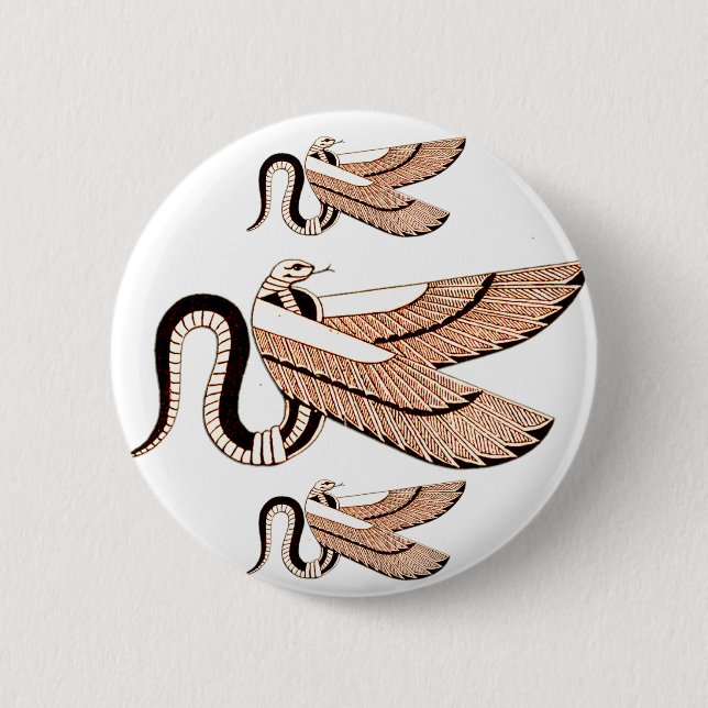 Bóton Redondo 5.08cm Egípcio antigo símbolo voado da serpente (Frente)