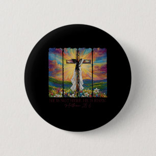 Bóton Redondo 5.08cm Ele É Risen Primavera Páscoa Jesus Cruzando Christ