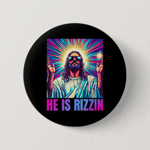 Bóton Redondo 5.08cm Ele É Rizzin Engraçado Jesus Meme Garoto Cristão