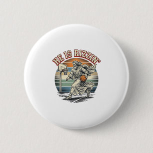Bóton Redondo 5.08cm Ele Está Rizzin Camisa Religiosa de Basquete Vinta