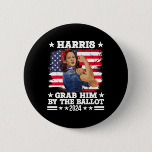 Bóton Redondo 5.08cm Ele Pela Votação Kamala 2024 Funny Harris Eleição