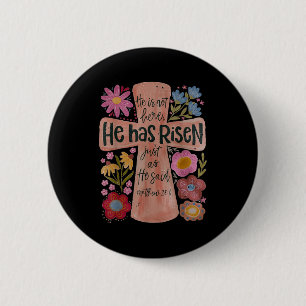 Bóton Redondo 5.08cm Ele Risen Christian Páscoa Boho Floral