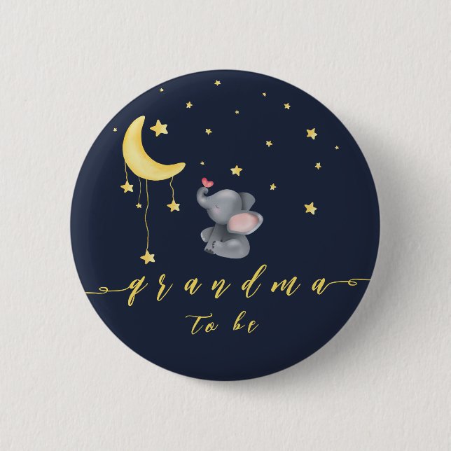 Bóton Redondo 5.08cm Elefante Bonito Com Pequena Borboleta Vovó-a-ser (Frente)