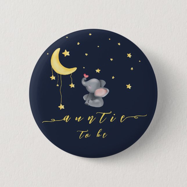 Bóton Redondo 5.08cm Elefante Bonito Com Pequena Tia De Borboleta (Frente)