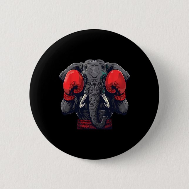 Bóton Redondo 5.08cm Elefante Boxeador Com Luvas de Boxe Kickboxing Eng (Frente)