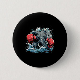 Bóton Redondo 5.08cm Elefante Boxeador Com Luvas de Boxe Kickboxing Eng