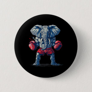 Bóton Redondo 5.08cm Elefante Boxeando Com Luvas de Boxe Kickboxing Div