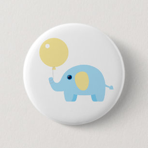 Bóton Redondo 5.08cm elefante do bebê azul com balão